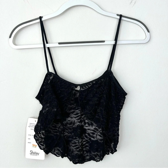 NWT Deadstock Vintage Shirley of Hollywood Black Lace Crop Tank Top - Picture 4 of 7